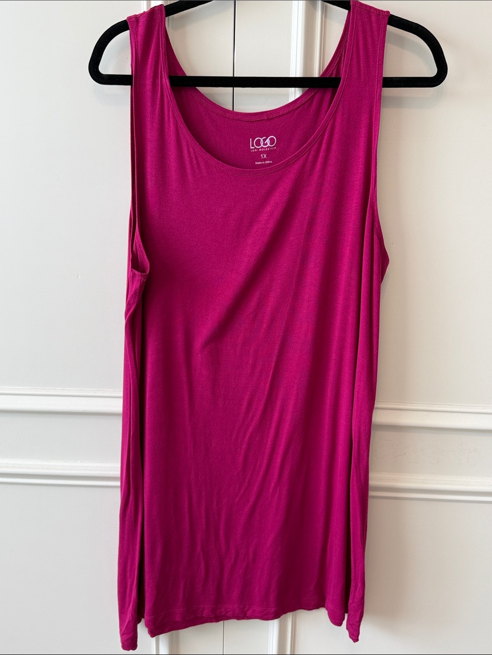 LOGO by Lori Goldstein Magenta Scoop Neck Tank